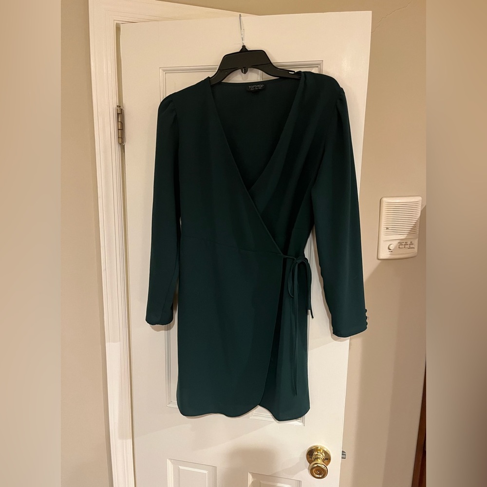 Dark green Topshop wrap dress